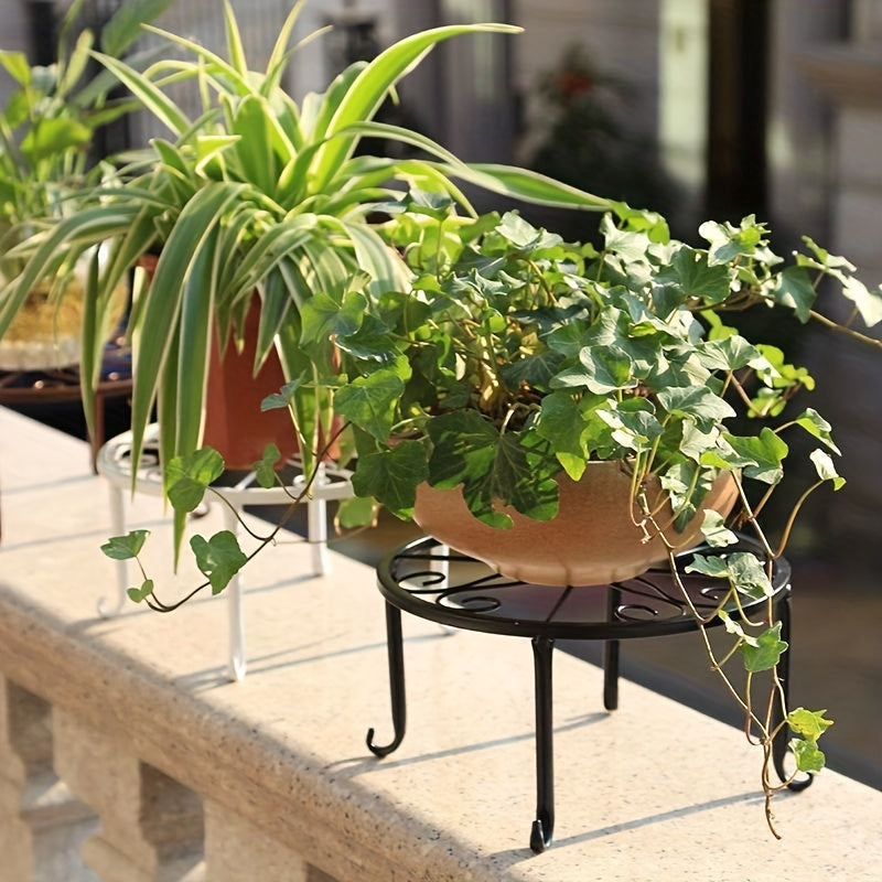 2 heavy duty rustproof iron plant stands for indoor/outdoor use.