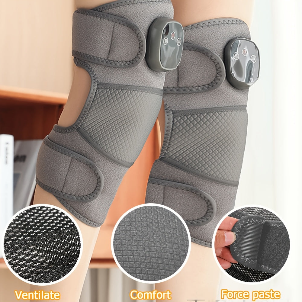 USB rechargeable knee massager with heat, vibration, and adjustable length - perfect gift.