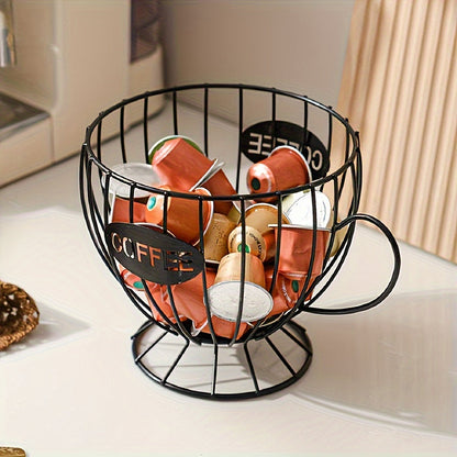 Scandinavian Style Iron Snack Candy Coffee Storage Rack - Perfect for Coffee Capsules, Can Be Used in Coffee Shops, Home, Office, or Pantry with its Simple Hollow Design.