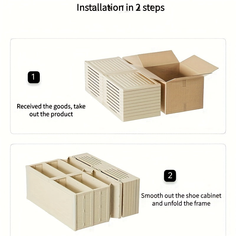 Foldable shoe boxes with transparent doors, dustproof integrated storage, multi-layer cabinet for organizing shoes in bedroom, hallway, bathroom, office, and living room. Perfect for household storage and organization.