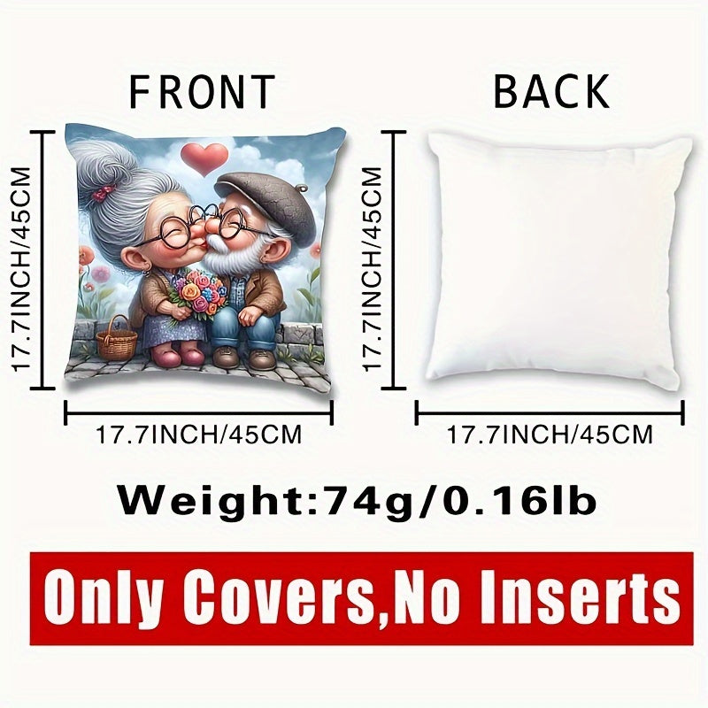 Chic couple-themed plush pillowcase 44.96cm x 44.96cm with zipper. Machine washable. Architectural collectible for home and bedroom decor (pillow not included).