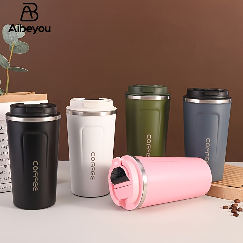 17oz Insulated Coffee Pot with Smart Temperature Display, made of 304 Stainless Steel. Ideal for outdoor activities, driving, camping, and as a birthday gift.