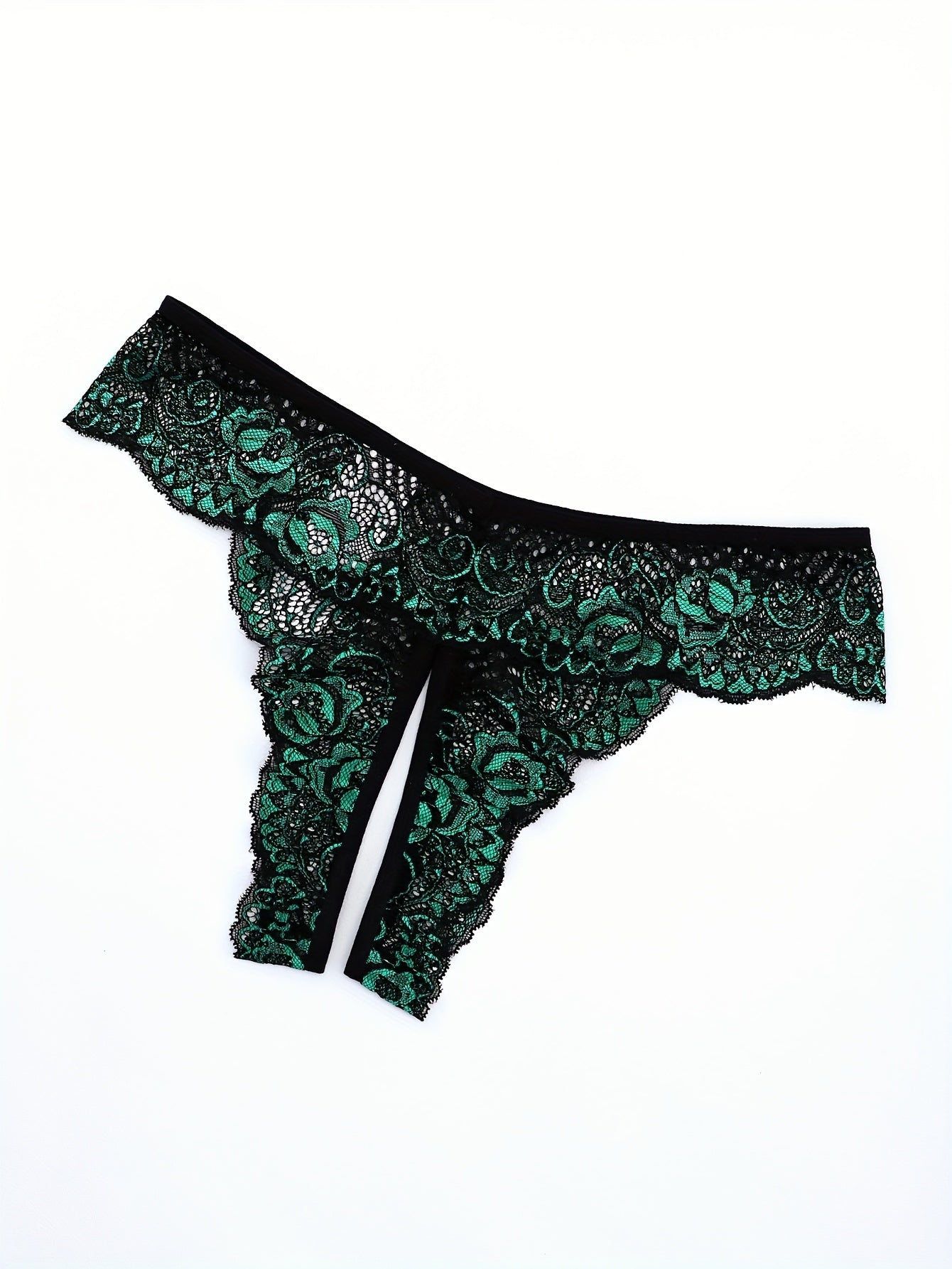 Women's Sexy Floral Lace Thongs & Colorblock Open Crotch Panties