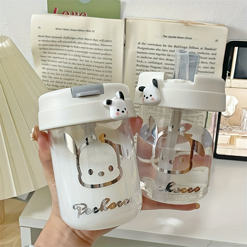 SANRIO Cute Mini Portable Water Bottle with Straw, 1pc, Stylish and Easy to Carry for Couples' Travel, Oval Shape, Hand Wash Only, PVC Free