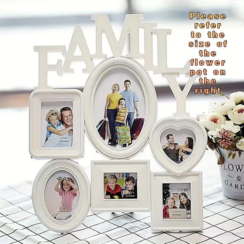 Display cherished memories with this Family Photo Frame Wall Hanging. Holds 6 multi-sized pictures, perfect for decorating your home and makes a great gift for Halloween, Thanksgiving, and Christmas.