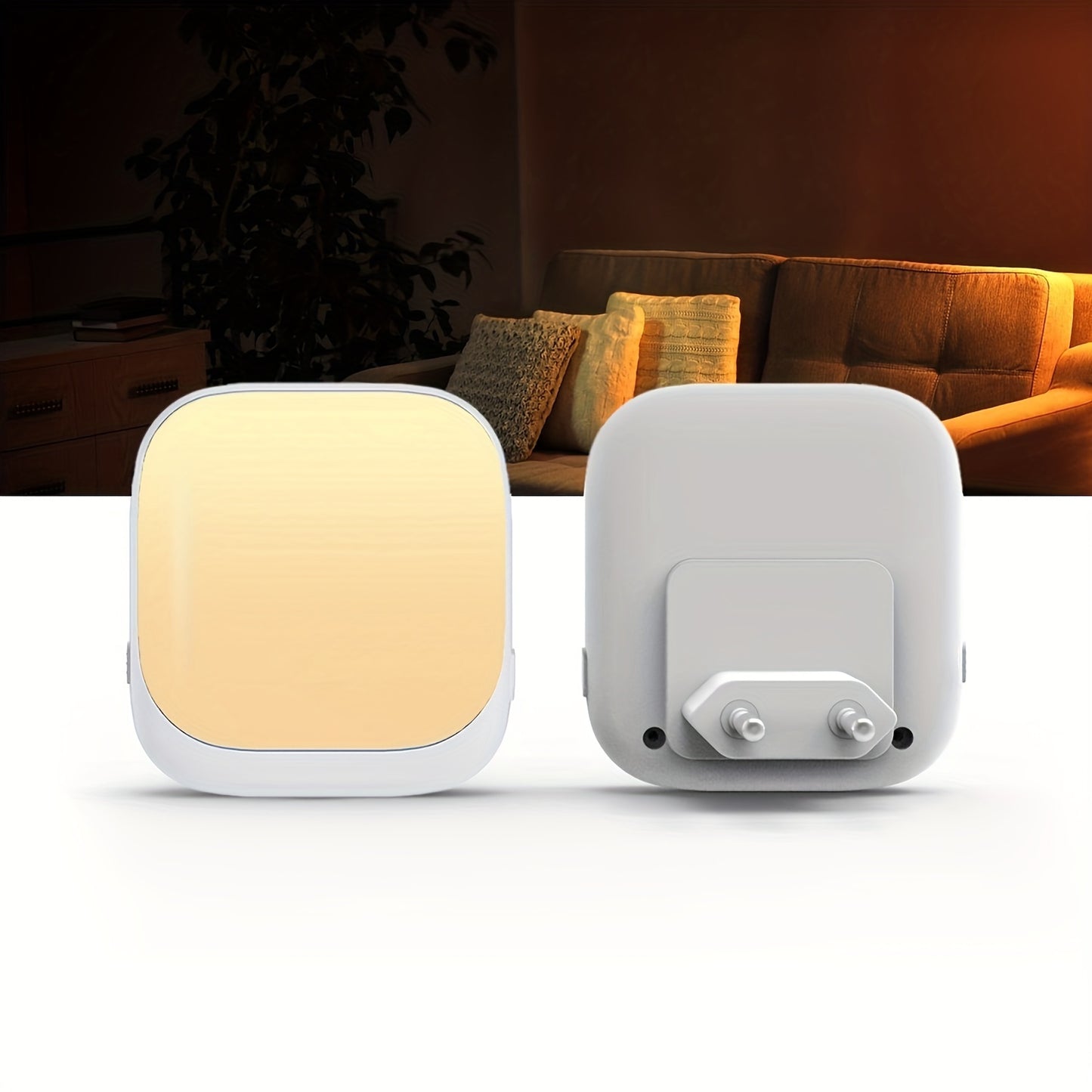 Energy-efficient LED night light with smart sensing, light sensor, and wall mount for various rooms.