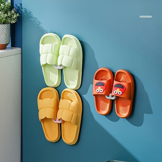 Wall-mounted plastic shoe rack, space-saving design, easy installation, no need for electricity. Perfect for organizing shoes in living room or bathroom. Non-perforated slipper holder included.