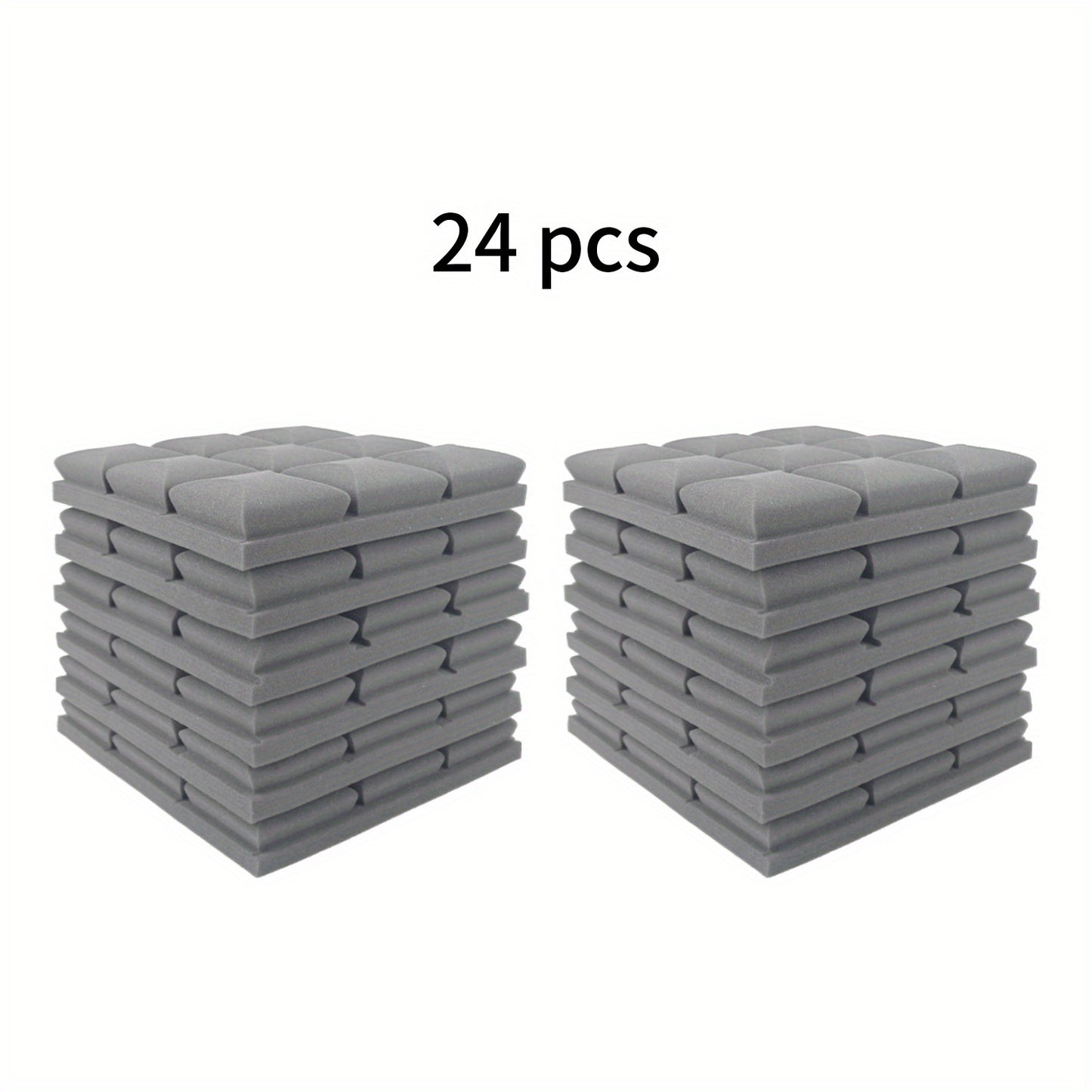 24-Pack Acoustic Foam Panels, 30.48x30.48x5.08 cm, Soundproofing Wall Tiles for Office Recording Studio, Black & Grey