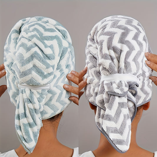 Ultra-soft hair towel wrap for women with quick dry and super absorbent features. Ideal for both long and short hair, with a modern geometric design - a bathroom essential.