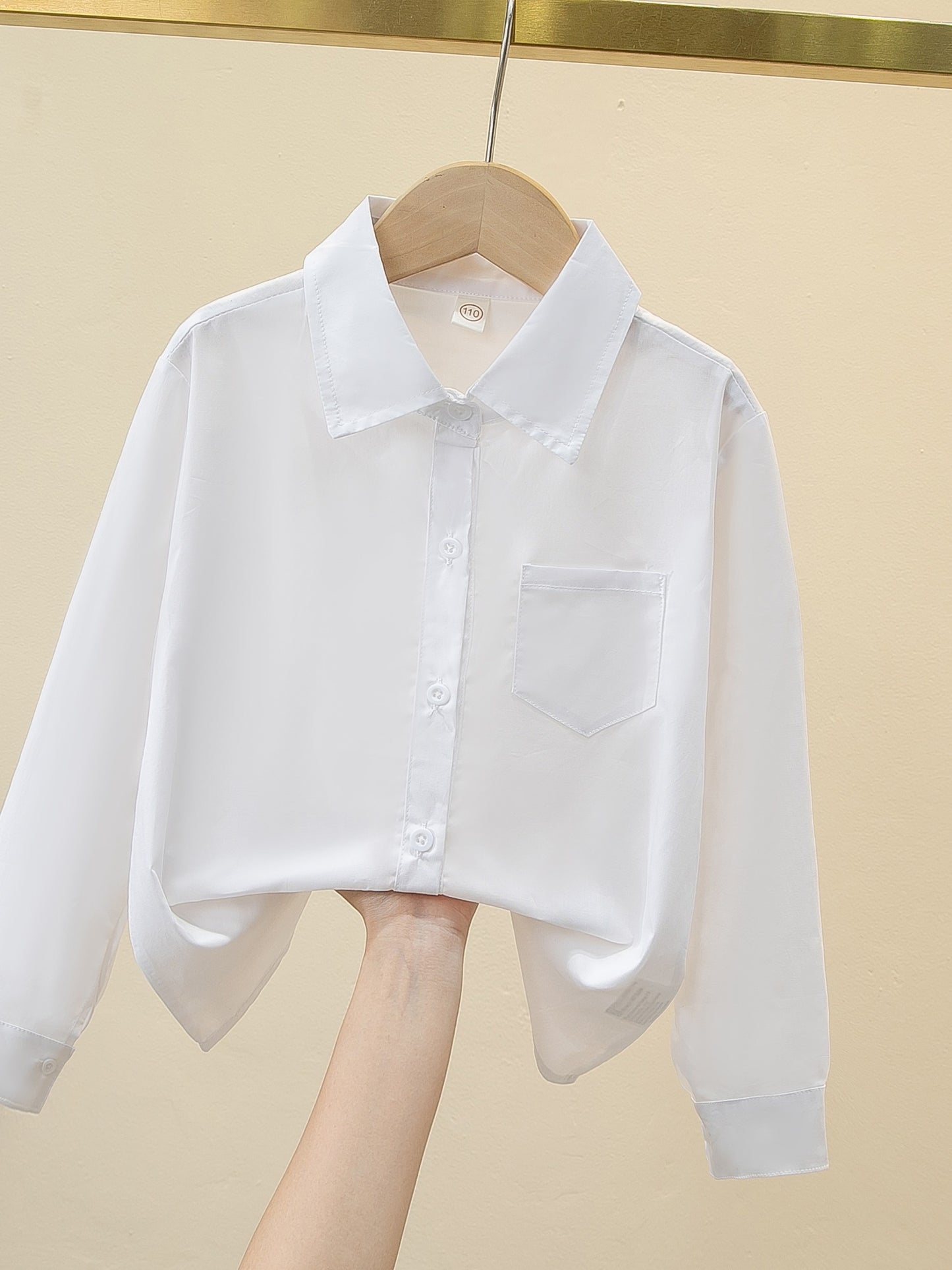 Children's pure cotton white uniform shirt with tie collar, suitable for school or casual wear. Great gift idea.