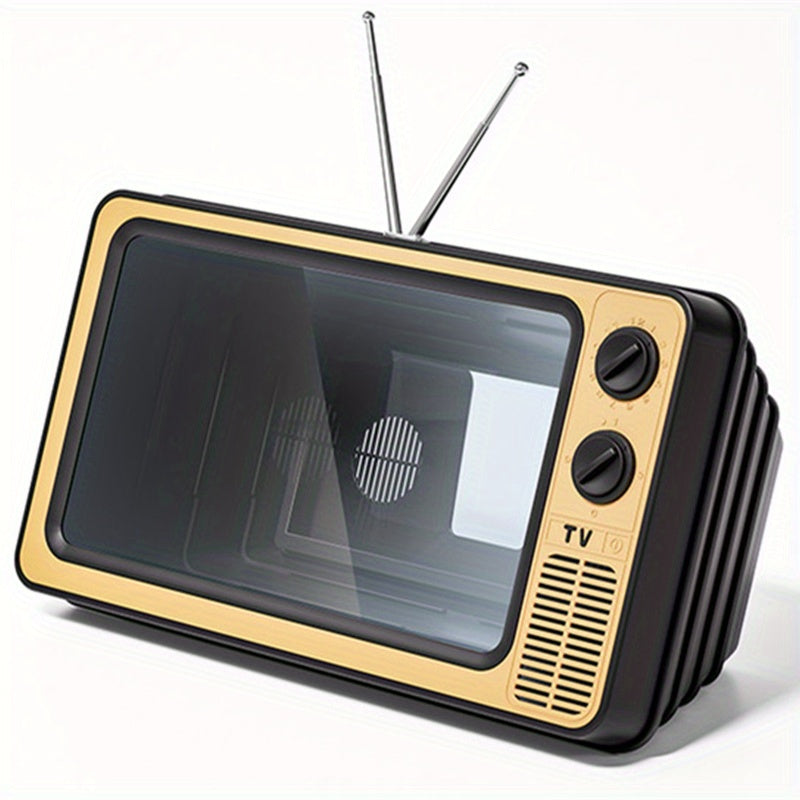 Vintage TV-shaped 30.48 cm phone screen amplifier magnifies 3D movies, videos, and games. Compatible with all smartphones.