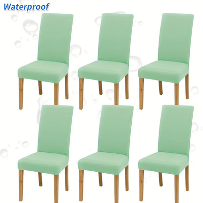 4-6pcs Stretch Milk Fiber Chair Covers with Water-Resistant Elastic Bands, Machine Washable, 92% Polyester 8% Spandex Fabric, 140-160g Weight. Ideal for Home and Restaurant Decoration.