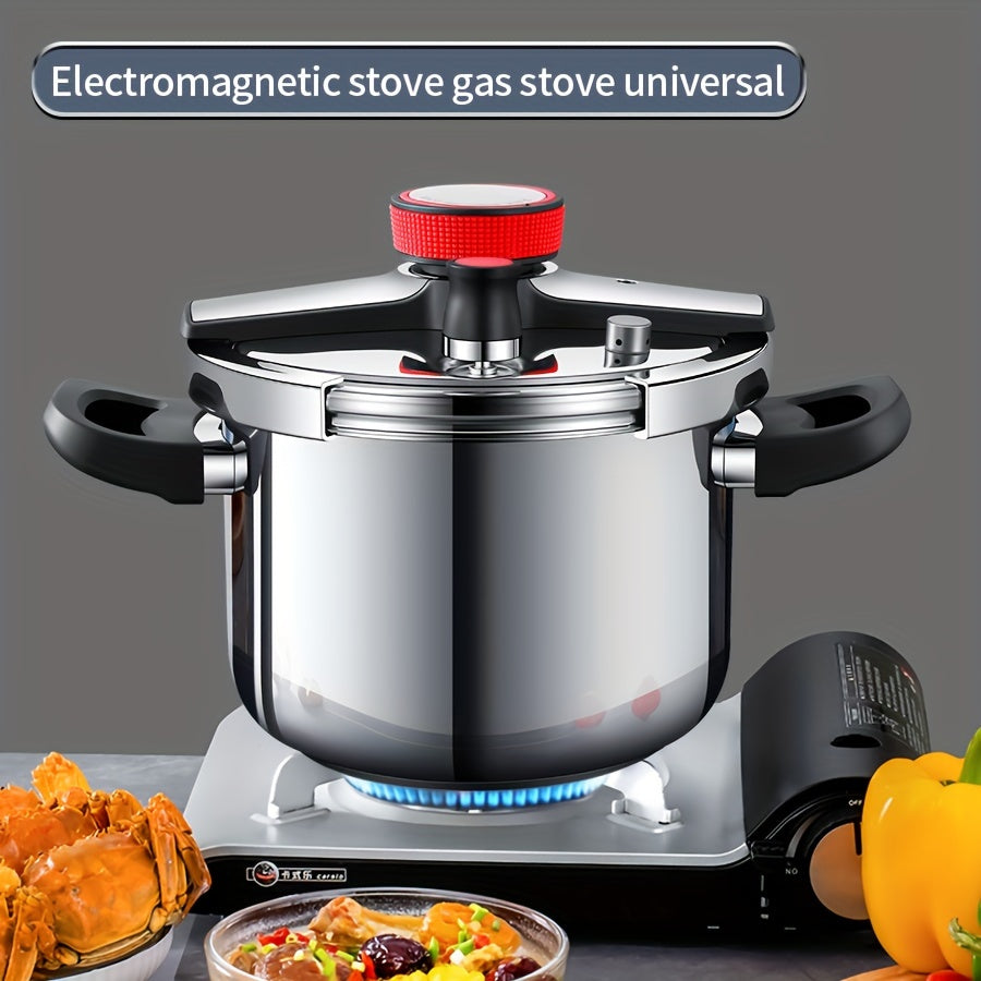 Compact Stainless Steel Pressure Cooker with Secure Latch - Effortless Lid Release, Small Size, Traditional Pressure Pot for Fast Meal Prep.