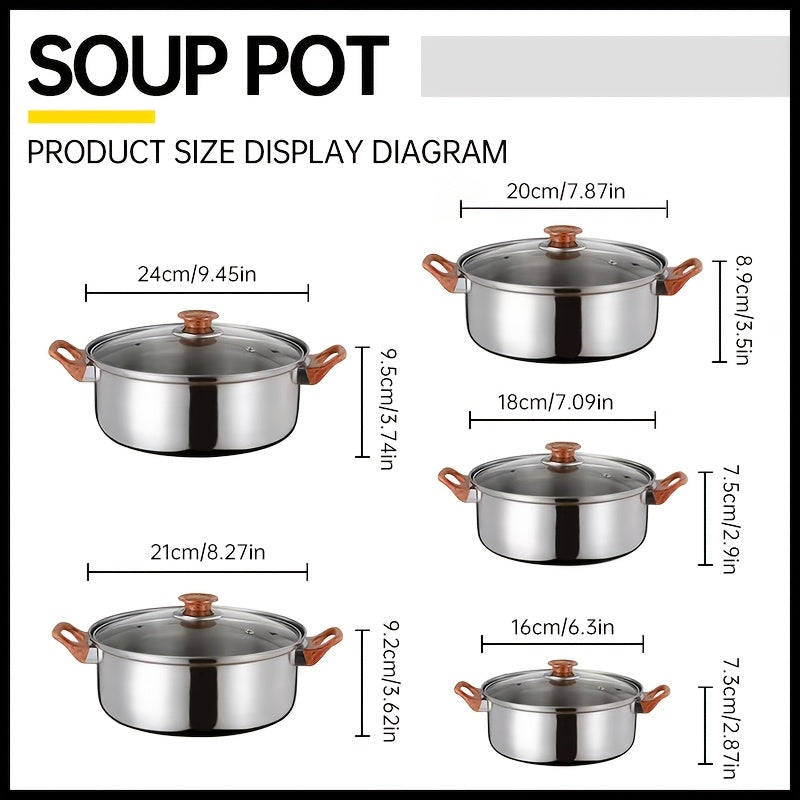 Stainless Steel Cookware Set with Kettle - Includes 10 Pieces of Durable Soup & Milk Pots, Ideal for Home Kitchens