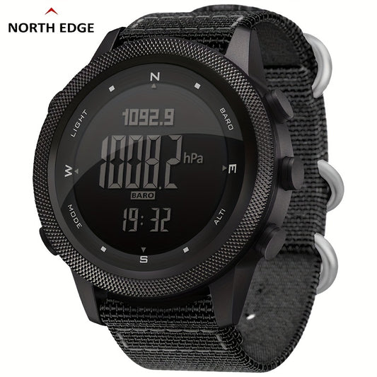 NORTH EDGE APACHE-46 Men's Digital Sports Watch with Altimeter, Barometer, Compass, Glitter Embellishment, Alloy Body, Nylon Strap, Button Battery, Outdoor Running Tracker.