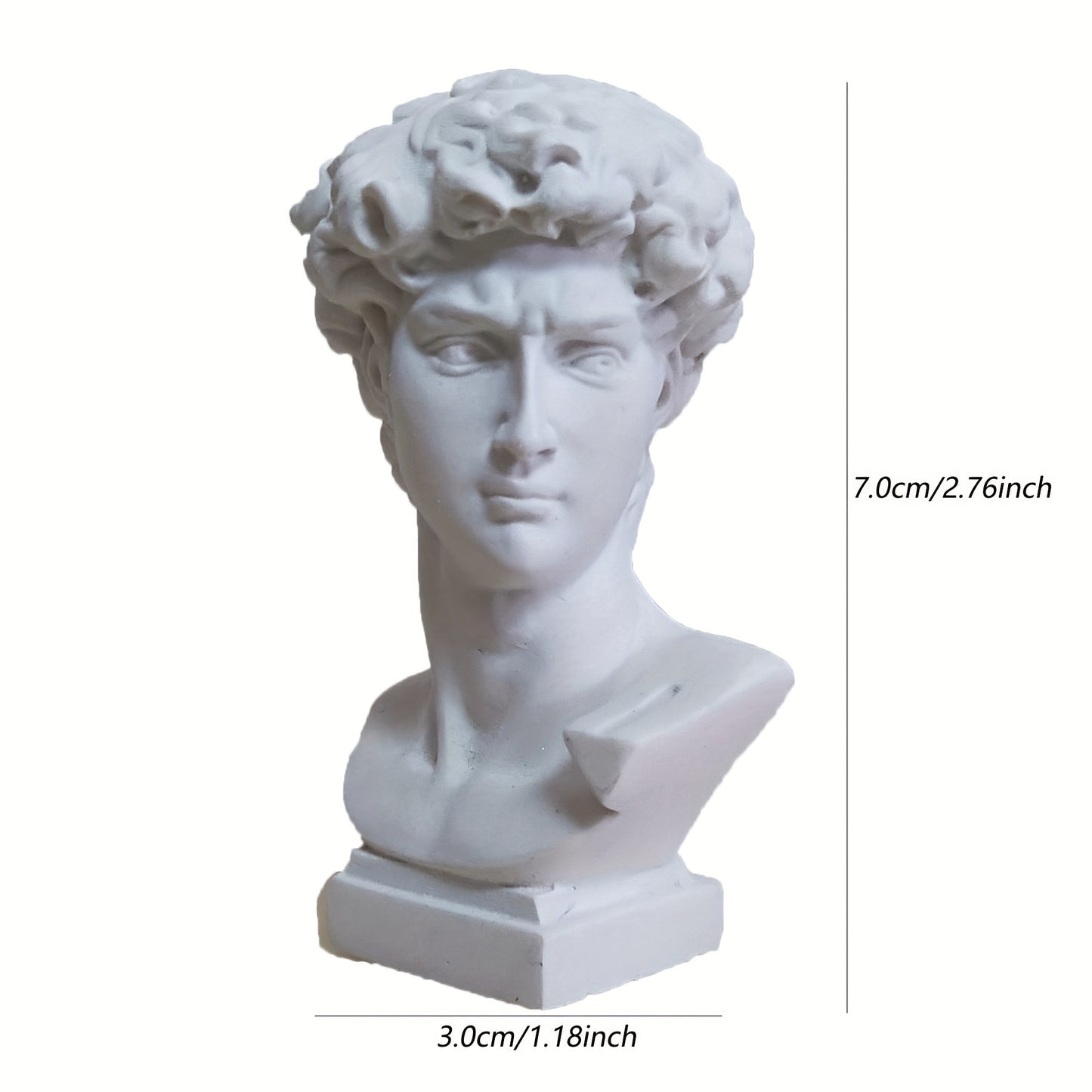 Greek bust statue: 7.0cm/2.76in, white resin, ideal for home or office decoration and collection.