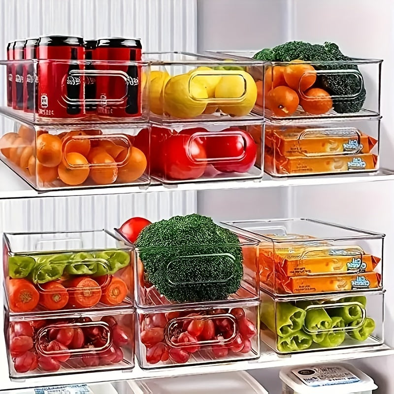 Stackable Refrigerator Organizer Box Transparent Kitchen Container for Pantry, Cabinet, Shelf, Drawer, Refrigerator - Ideal for Food Safe Storage of Snacks, Fruits, Vegetables, and Drinks, Multipurpose Storage Box