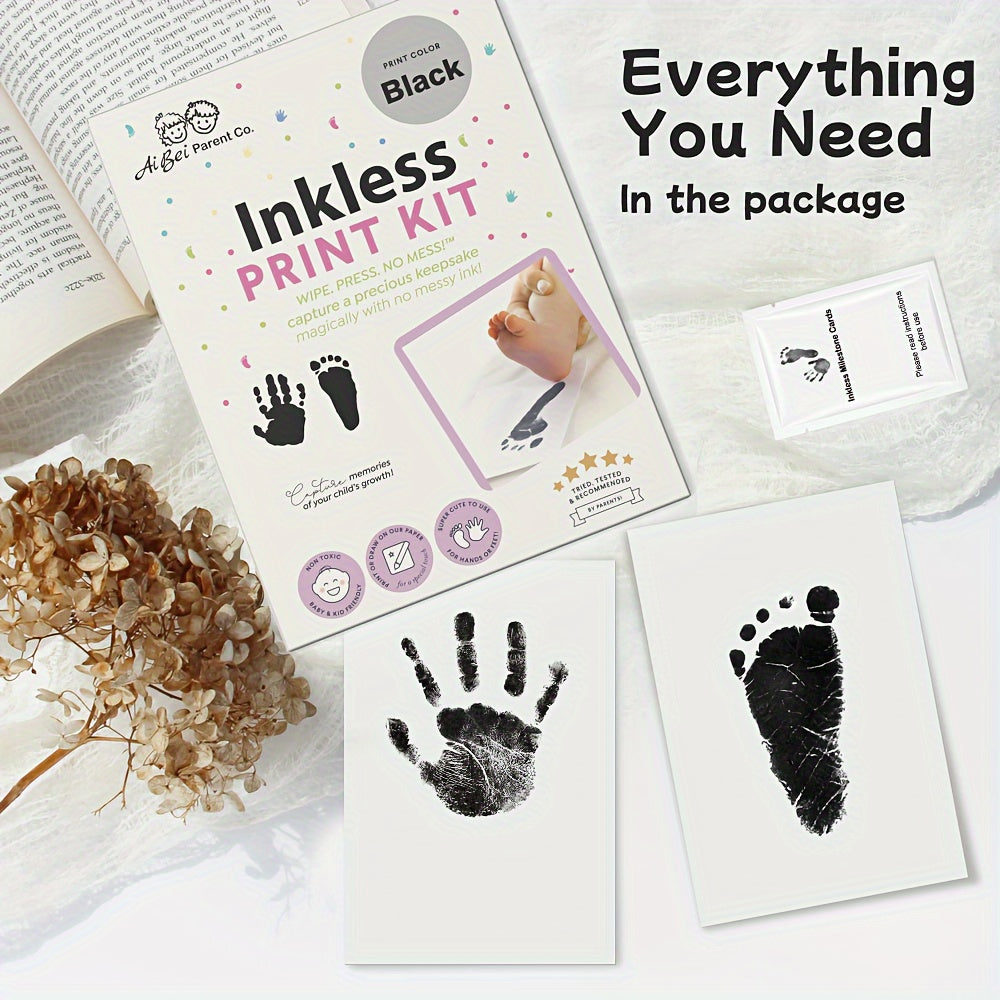 Capture the precious memories of your child's hand and footprints with the Ai Bei Parent Co Inkless Hand and Footprint Kit. Made from safe and non-toxic silicone, this kit is easy to use with no mess. Perfect for milestone memories and home decor.