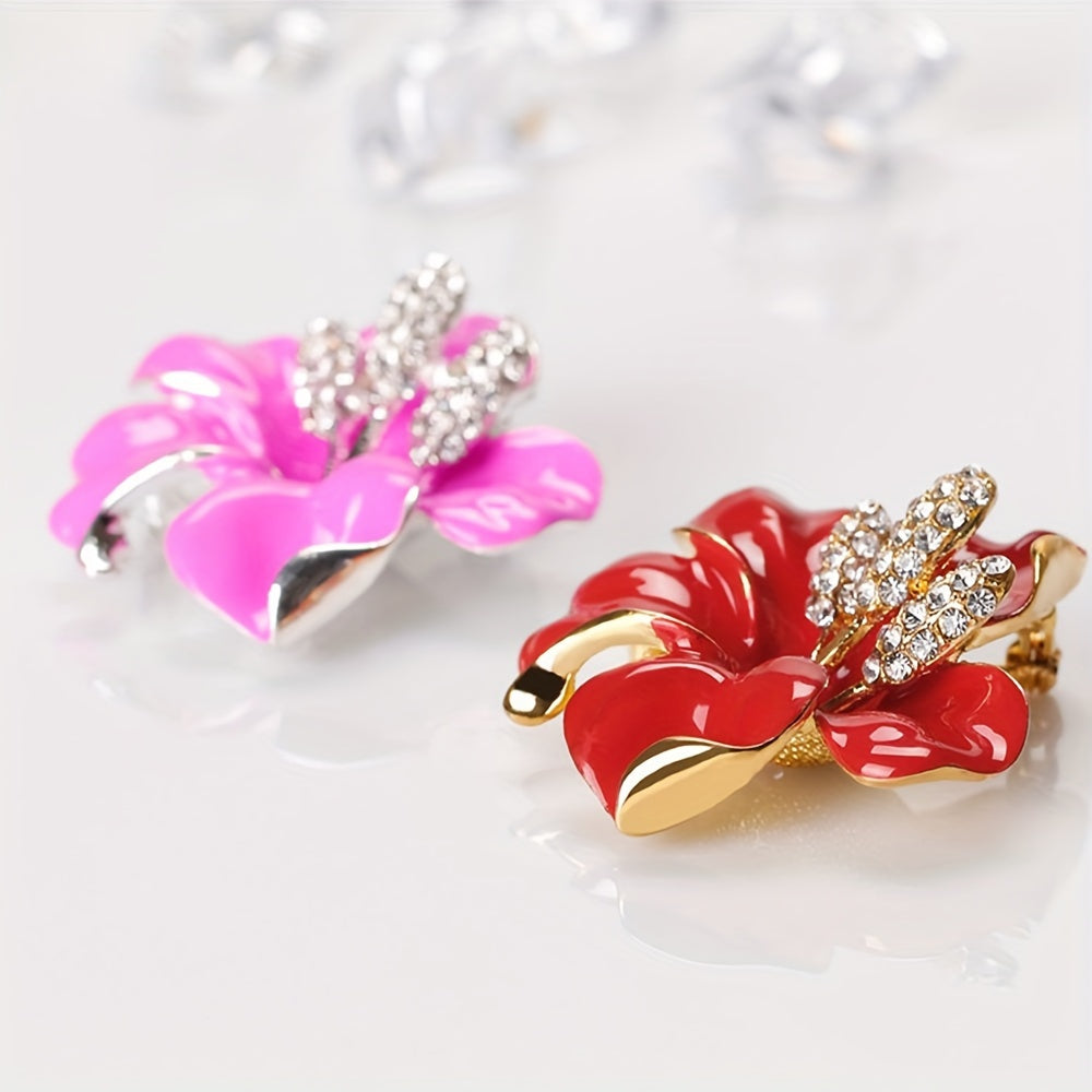 Stylish Flower Brooch Pins Made of High-Quality Alloy, Featuring a Unique Rose Design Adorned with Shimmering Rhinestones, Perfect for adding a touch of Glamour to Bridal and Wedding Attire