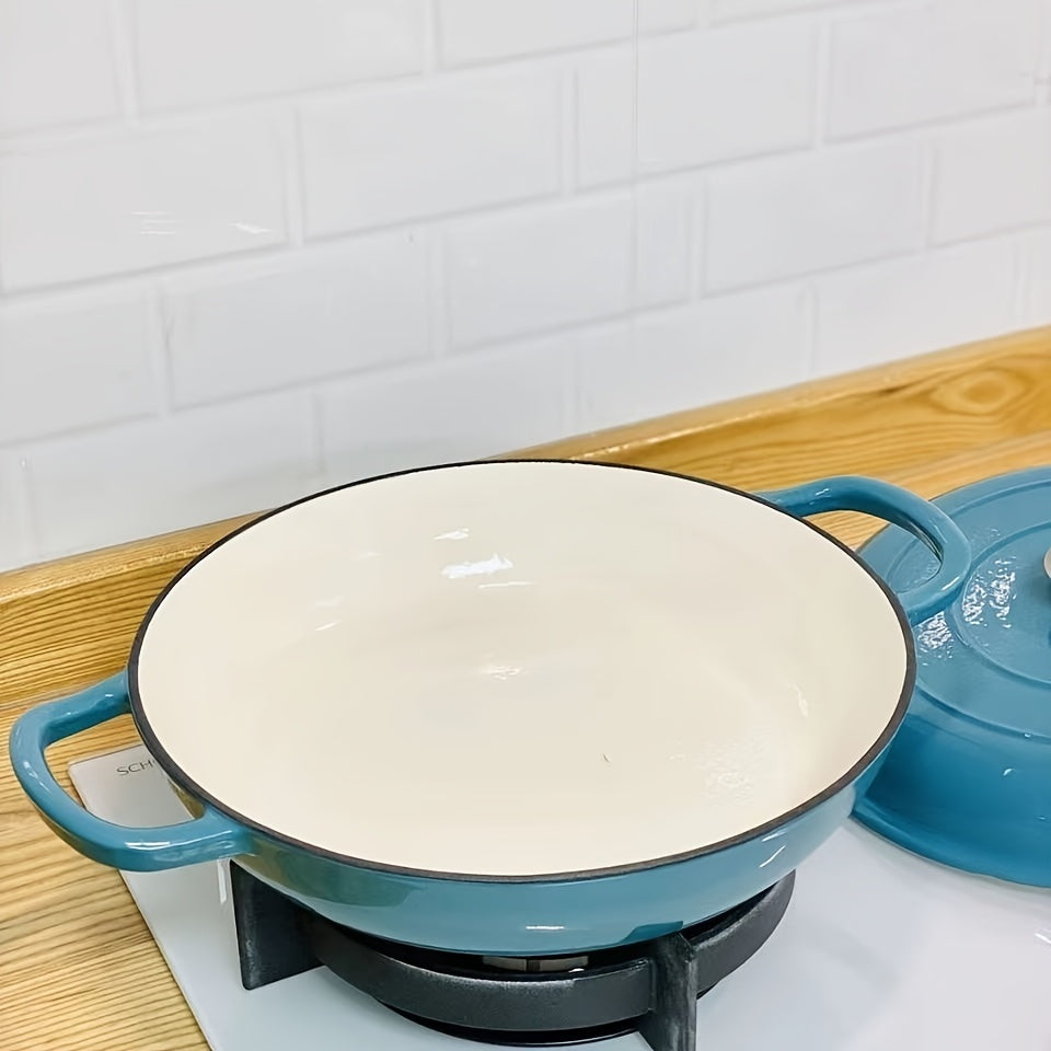 Versatile Enamel Cast Iron Braiser Casserole with Lid - Nonstick Shallow Dutch Oven for Stews, Soups, Seafood, and More!