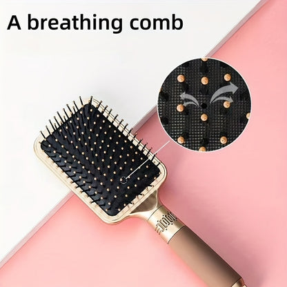 Hair Brush Set for Women with Plastic Bristles for Curly & Straight Styles, ABS Handled Detangling Massage Comb with Airbag for Scalp Massage. Ideal for Long Hair Styling & Smoothing.