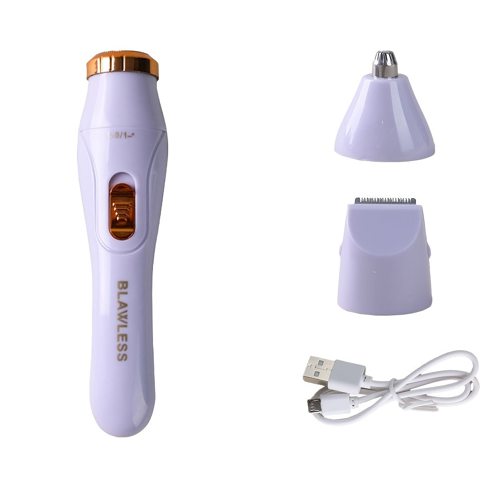 3-in-1 electric hair remote set for women, rechargeable face and nose hair cutter with USB, full body epilator. Great gifts for women.