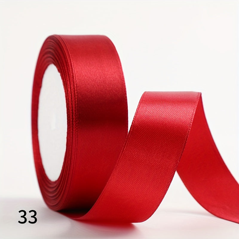 1 piece of 2.5cm wide, 25 yards long satin ribbon for gift wrapping, wedding decoration, car silk ribbon, baking, and webbing.