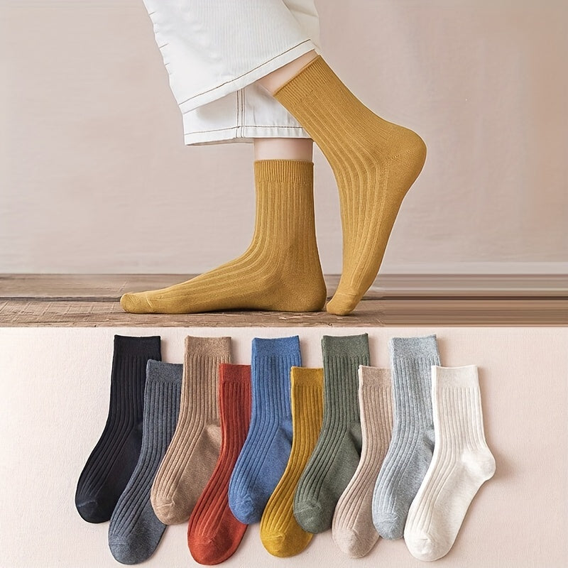 10 pairs of soft, comfy mid-tube socks for women.