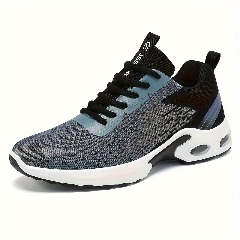 Men's color-blocked lace-up running shoes, breathable and durable, perfect for outdoor activities.