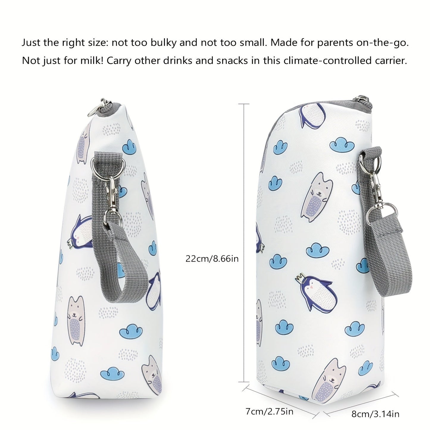 Bag for storing aluminum film bottles, insulated and portable, also known as a mommy bag.