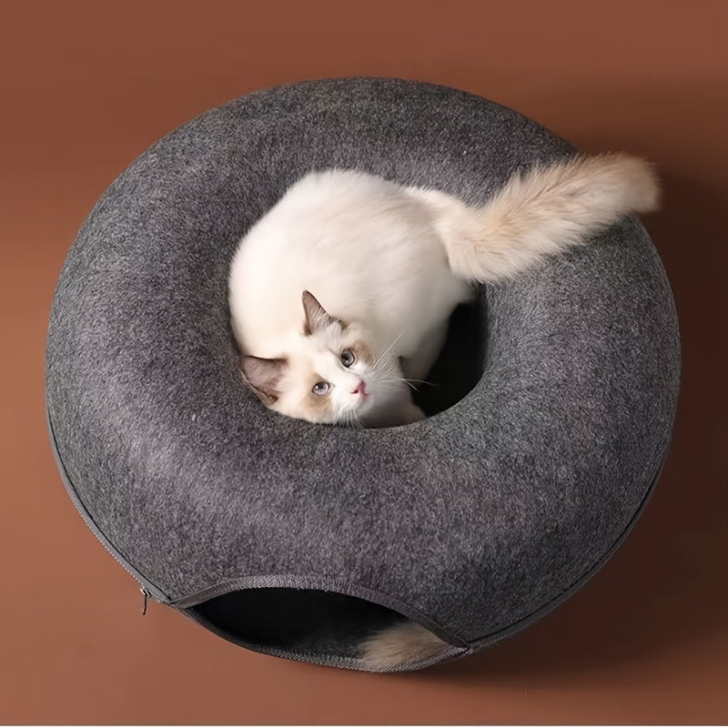 Large cat cave for multiple cats and large cats, indoor cat tunnel bed that is detachable and washable.