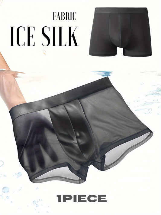 Men's Ice Silk Boxer Briefs, Breathable and Stretchy, Soft and Comfortable, Elastic Waistband.