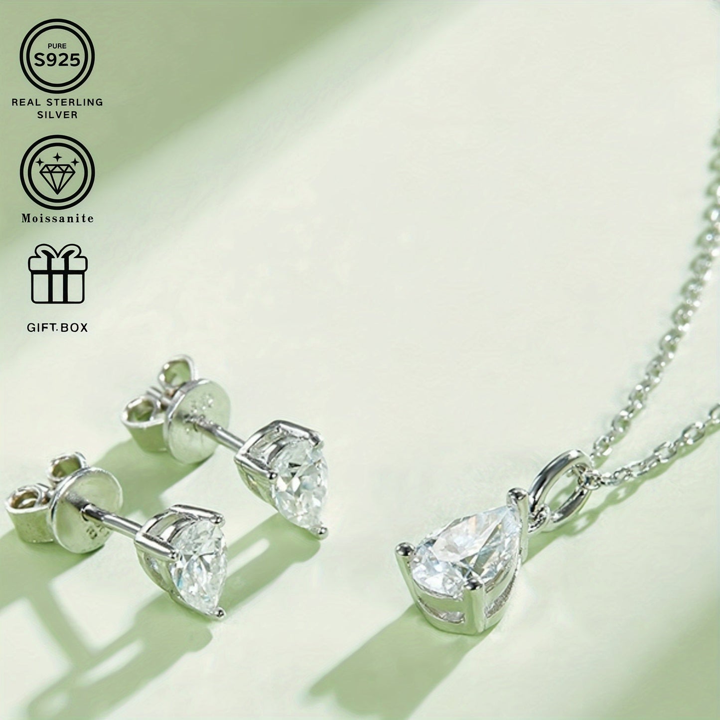 Luxurious PROLIANCE Moissanite Jewelry Set for Women - 1/2CT Necklace & Earrings, Made with S925 Sterling Silver, Ideal for Weddings & Special Events, Comes with Gift Box & Certificate of Authenticity