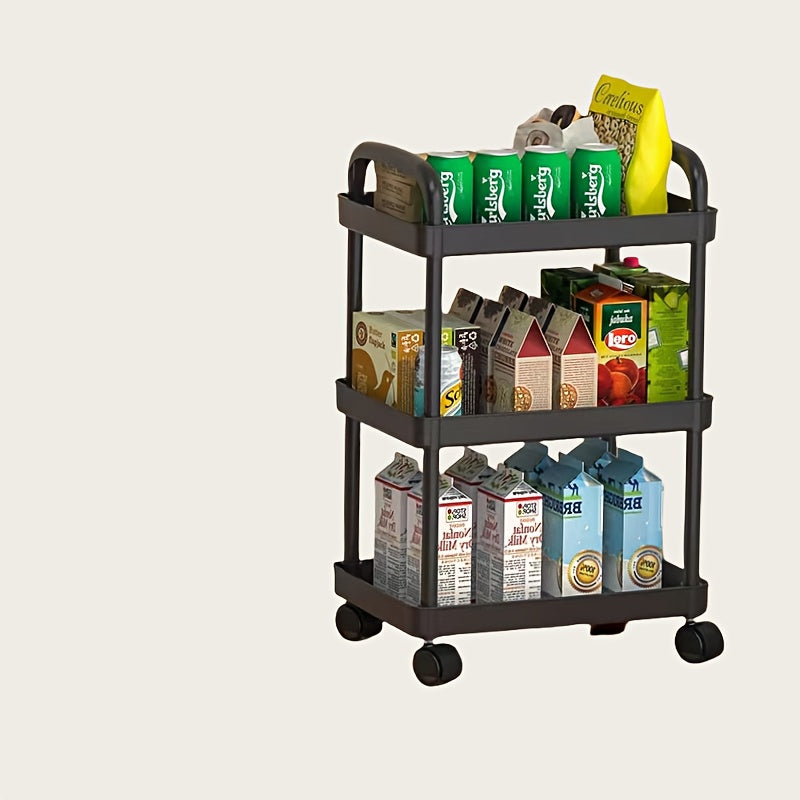 The Plastic Rolling Utility Cart Organizer offers a Classic Style with Multi-Tier Storage, making it a versatile household items organizer. It requires No Assembly and No Electricity or Batteries, providing convenience and ease of use.