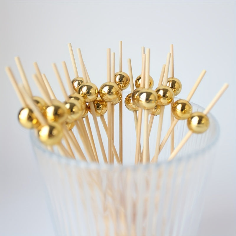 50 Bamboo Pearl Skewers for Party Decorations