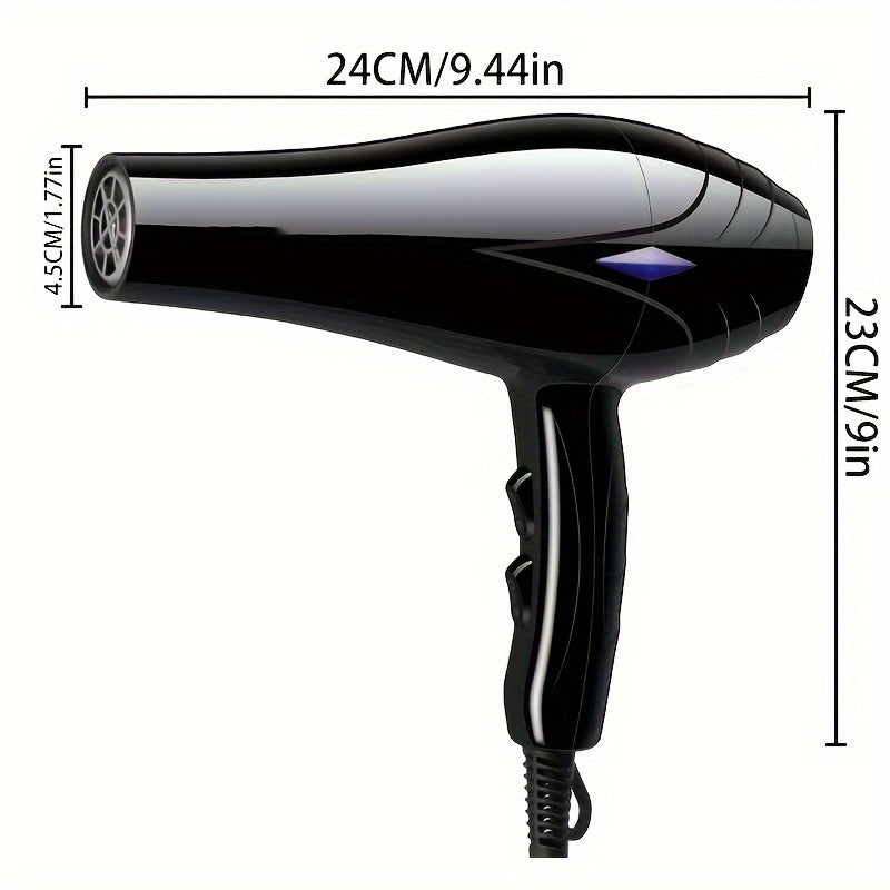 1200W Hair Dryer with Strong Wind and Extended Reach, featuring Brushless Motor, European Plug, Nozzle Accessory, Non-Foldable Handle, and 152.4cm Cord.