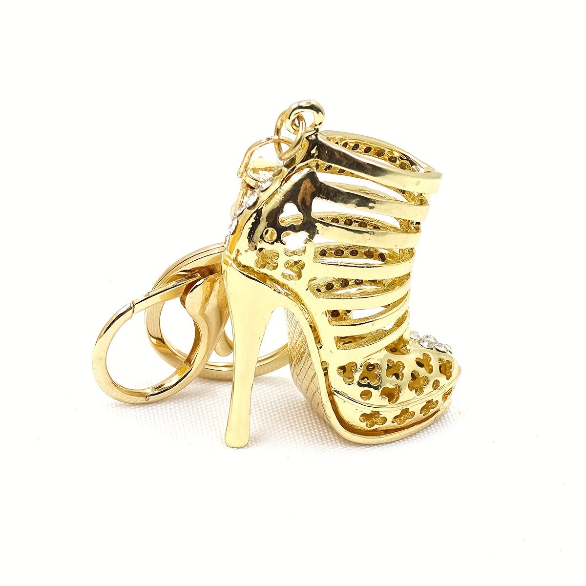 Elegant Rhinestone High Heel Keychain - Made of Alloy Metal with Lobster Clasp, Great for Adding Style to Bags and Cars, the Perfect Valentine's Day Present