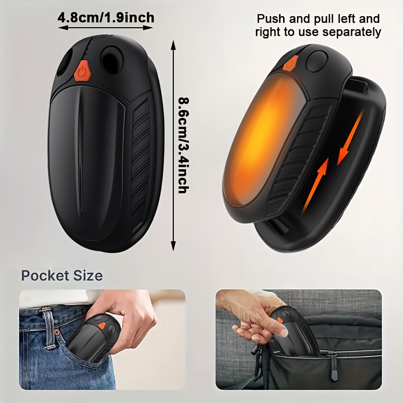 Stay warm and toasty with this set of 2 rechargeable hand warmers. These portable pocket heaters are perfect for outdoor activities and camping, and can be easily recharged with a USB cable. Made from durable ABS material, these hand warmers are a warm