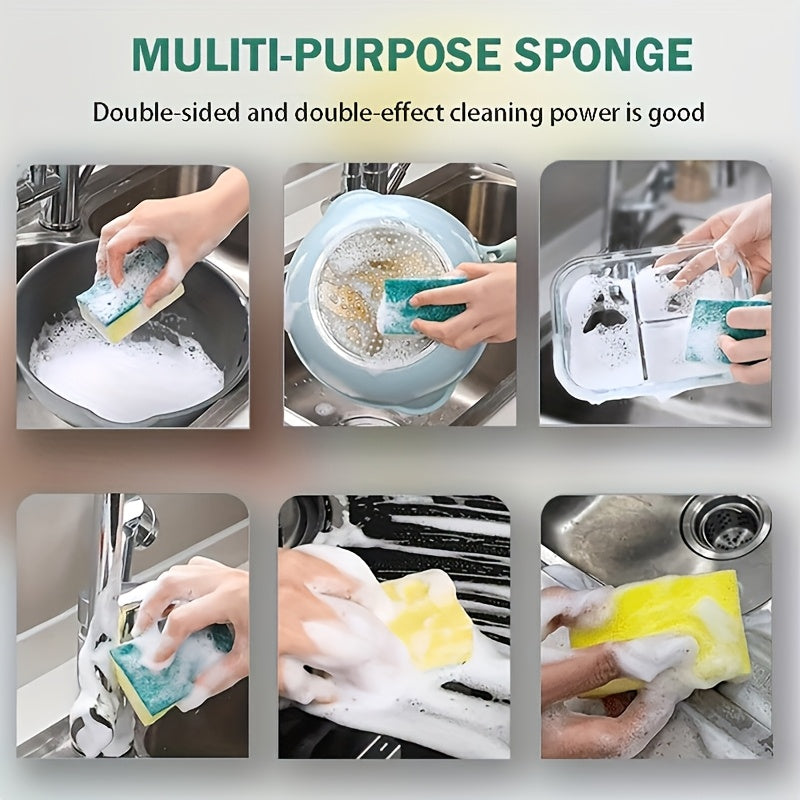 10/12/24 pieces of double-sided scratch-resistant sponge, highly absorbent melamine sponge suitable for cleaning in the kitchen, bathroom, living room, toilet, and car.