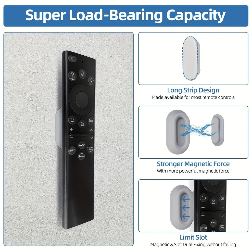 DOMUUH Magnetic Remote Holder is a versatile solution for organizing your remotes. Available in 1, 2, or 4 packs, this wall-mounted holder is made of non-wooden, no-drill silicone that easily attaches to any surface. The classic design is perfect for