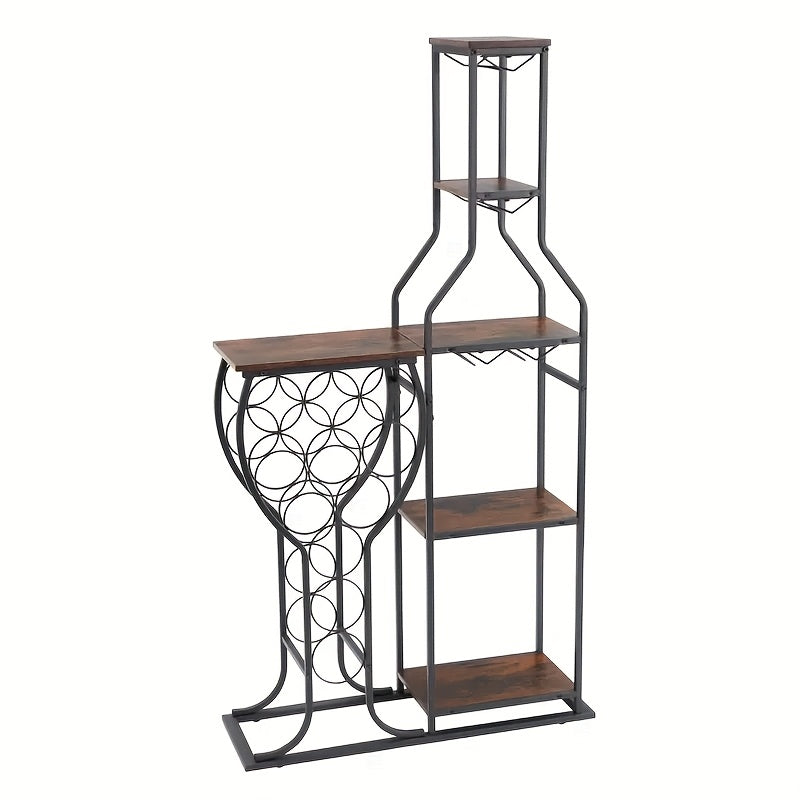 1pc independent drunk driving, can be installed on a steel structure in a fixed position. Includes an 11-bottle wine bread rack, 5-tier freestanding wine rack with glass holder, home bar