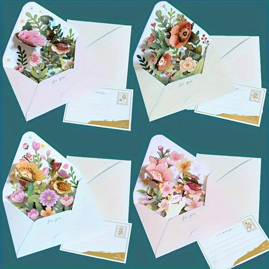 1 Flower Style Greeting Card with Envelope, Creative 3D design for Eid Al-Adha Mubarak