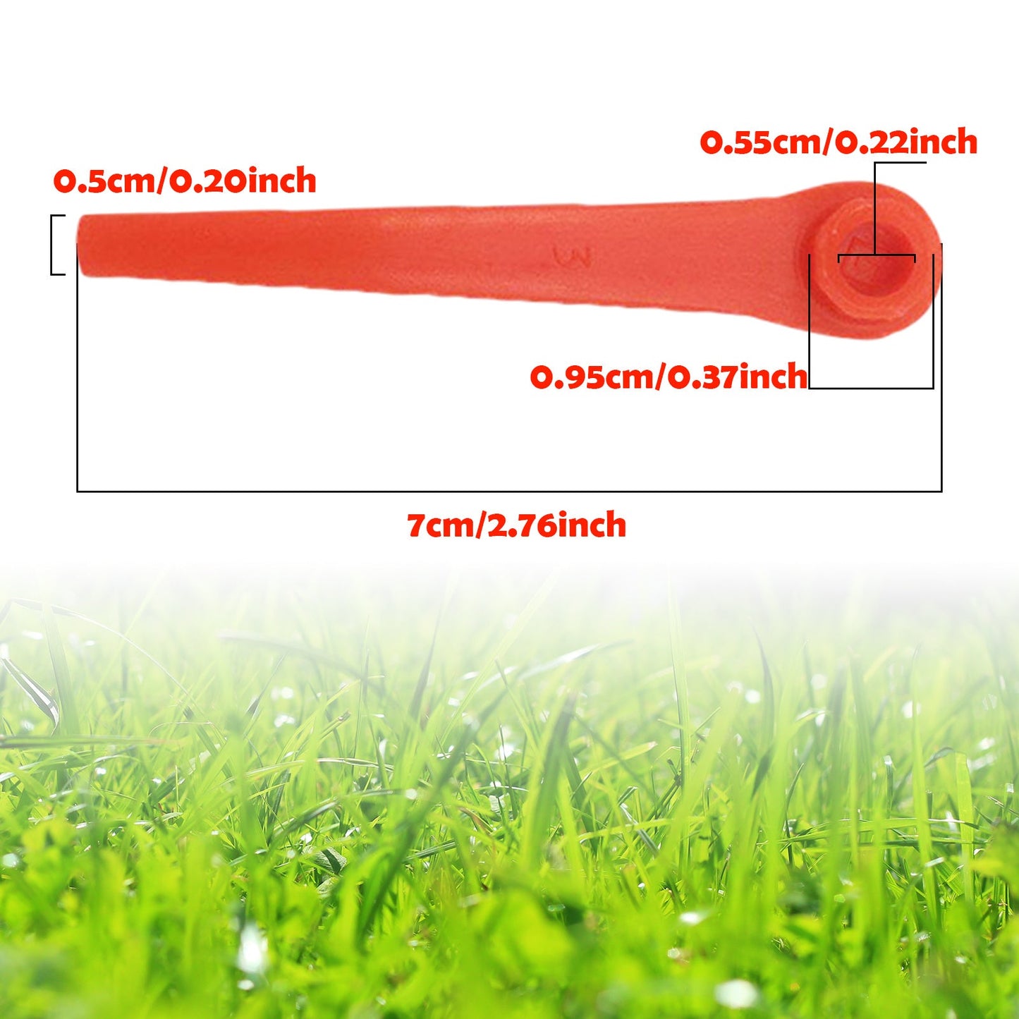 Lawn Trimmers - 100 Strong Red Plastic Blades for Precision Cutting, Reliable Gardening Tool with Measurement Markings, Grass Trimmer Accessories