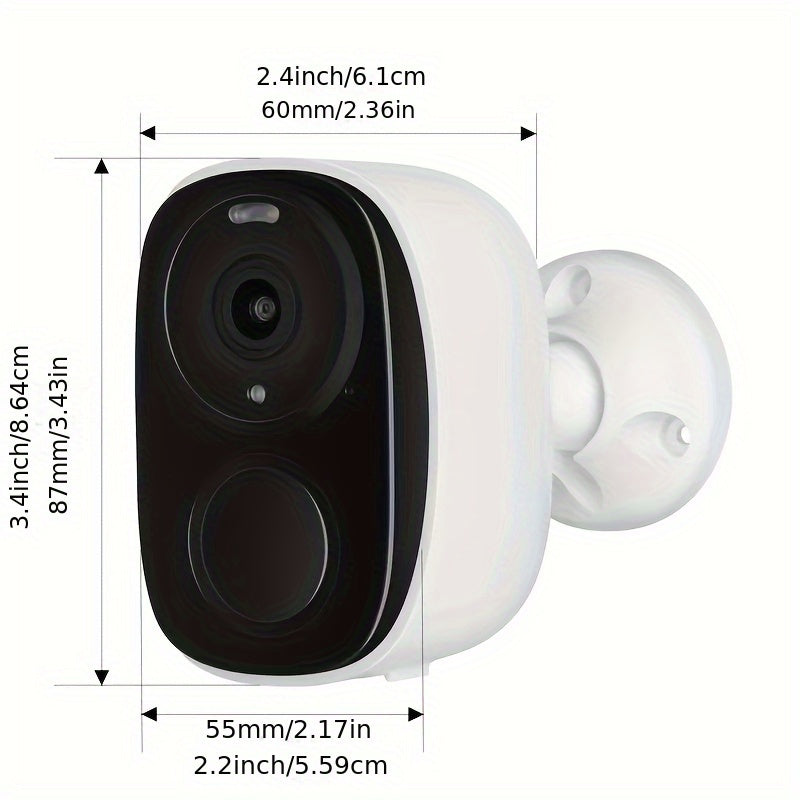 3MP outdoor wireless security camera with 5000mAh battery, cloud/SD storage (up to 256G), AI motion detection, spotlight, color night vision, WiFi two-way audio, and three days of free