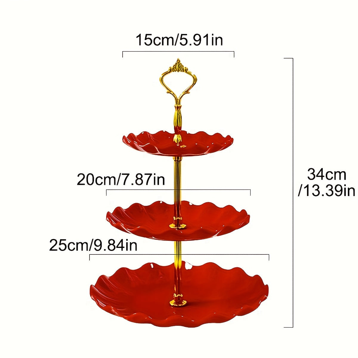 1pc Elegant 3-Tier Cake Stand in Green & White with Golden Accents - Floral Design, Durable PP Material - Ideal for Tea Parties, Weddings & Gatherings, Perfect for Dessert Display & Cake