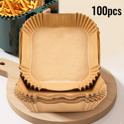 50/100pcs of Square Air Fryer Liners - Non-Stick Paper for Easy Cleaning, Perfect for Snacks and Frying in Air Fryer