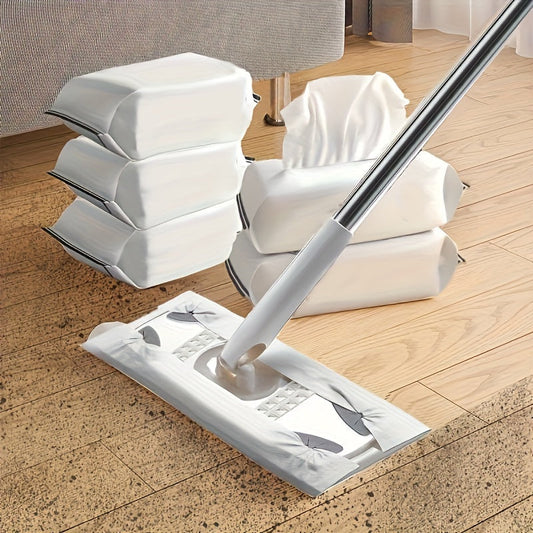 Top Choice: Stainless Steel Wet/Dry Mop Set with Disposable Pads, Foldable Handle, Flat Threaded Mop for Household Cleaning on Floors, Glass, Tiles, Hardwood - Perfect for Living Room, Bedroom, Bathroom, Toilet