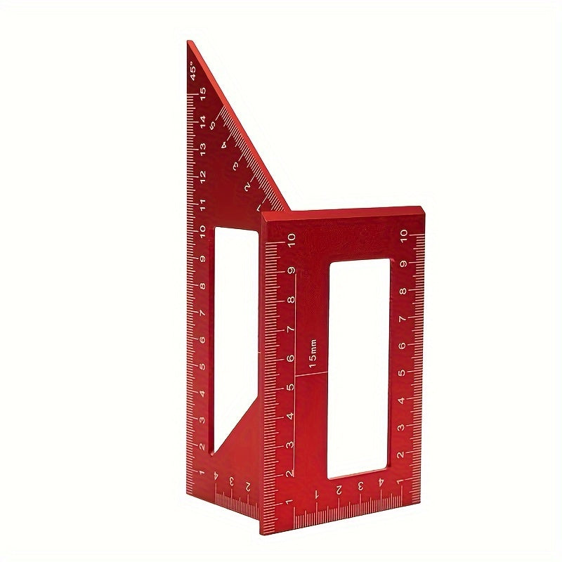 Durable Precision Aluminum Square Ruler for Woodworking - 45°/90° Multi-Angle Measuring Tool