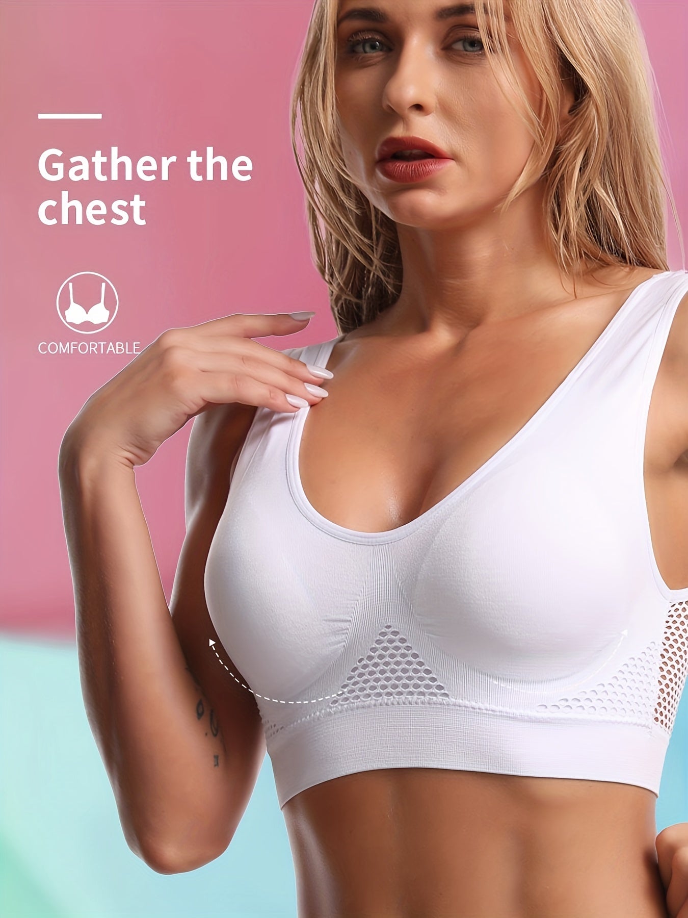 Seamless push-up bra with pads for women's lingerie and underwear.