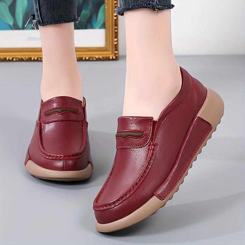 Women's Retro Flat Loafers with Round Toe, Slip On Style, and All-Match Design